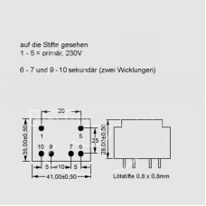 TRAFO 3,2 VA 2x9V 220 V