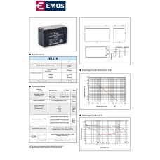 Baterija akumulatorska EMOS B9691 12V 7Ah F4.8 151x65x94 mm Baterija akumulatorska EMOS B9691 12V 7Ah F4.8 151x65x94 mm