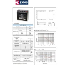 Baterija akumulatorska EMOS B9655 12V 18Ah M5 181x76x167 mm Baterija akumulatorska EMOS B9655 12V 18Ah M5 181x76x167 mm