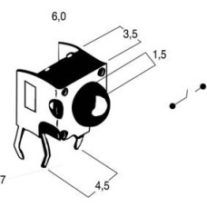Taster za pločicu kutni 6x6mm , Diptronics DTSA62N