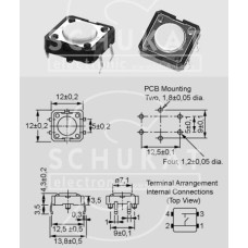 Taster za pločicu 12x12x4,3 mm, OMRON B3F-4000