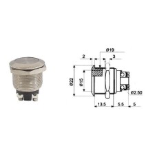 Taster anti vandal ,metalni 22 mm, ravni
