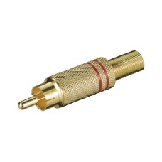 Konektor RCA (M) za kabel, pozlaćeni, crveni