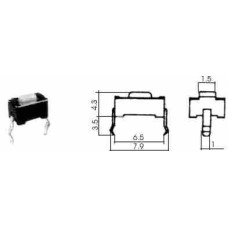 Taster za pločicu mini 6x3x4 mm, Diptronics DTS31N