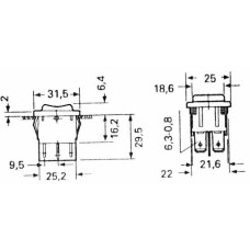 Taster vaga (I)-0-(II) DVOSTRUKI 31x24mm