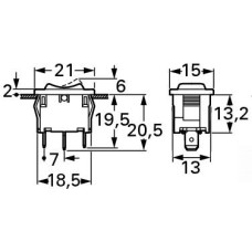 Taster vaga (I)-0-(I) JEDNOSTRUKI 21x15mm