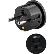 Utikač šuko adapter, šuko (M) na američka utičnica, s uzemljenjem, crni, GOOBAY 45350