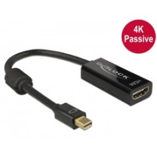 Adapter DELOCK, mini DisplayPort 1.2 (M) na HDMI (Ž), crni, blister