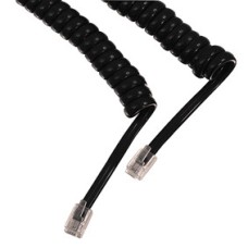 Kabel telefonski RJ10 (M) > RJ10 (M) 4/4, SPIRALNI 2m, crni, za slušalicu