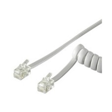 Kabel telefonski RJ10 (M) > RJ10 (M) 4/4, SPIRALNI 4m, bijeli, za slušalicu
