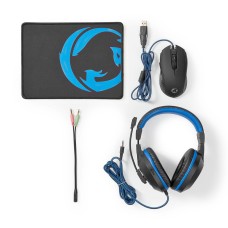 Miš + podloga + slušalice NEDIS GCK31100BK 3 in 1, 3200 DPI, USB A