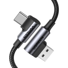 Kabel UGREEN, USB C (M) na USB A 2.0 (M), 3A, kutni 90°, crni, 1m