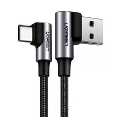 Kabel UGREEN, USB C (M) na USB A 2.0 (M), 3A, kutni 90°, crni, 2m