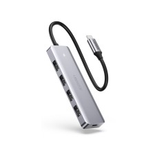 USB HUB UGREEN, USB C 3.0, 4-portni, kon. za napajanje, sivi
