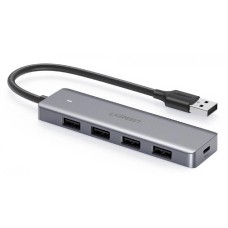 USB HUB UGREEN, USB A 3.0, 4-portni, USB C, sivi