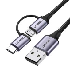 Kabel UGREEN, USB A 2.0 (M) na USB C/USB micro B (M), 3A, crni, 1m