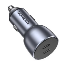 Auto punjač UGREEN, 50W, 2x USB C, Power Delivery, sivi