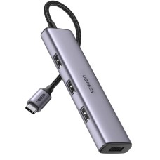 USB HUB UGREEN, USB C 3.0, 4 portni, sivi