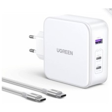 Kućni punjač UGREEN Nexode, 140W, 3-Port PD GaN Fast Charger EU, bijeli