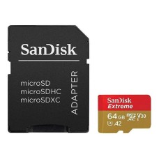 Memorijska kartica SANDISK, microSDXC, 64 GB, SDSQXAH-064G-GN6MA Extreme, A1 C10 V30 UHS-I U3, R170MB/s / W80MB/s + SD Adapter Memorijska kartica SANDISK, microSDXC, 64 GB, SDSQXAH-064G-GN6MA Extreme, A1 C10 V30 UHS-I U3, R170MB/s / W80MB/s + SD Adapter