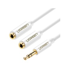 Adapter UGREEN, 3.5mm (M) na 2x3.5mm (Ž), 0.2m, za slušalice, bijeli