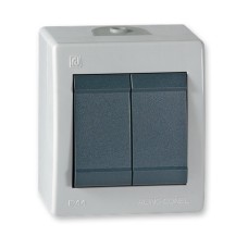 Serijski prekidač, ALING CONEL, nadžbukna, 10A, 250V~, sivi, A252.1A