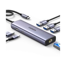 USB HUB UGREEN, USB C na 3x USB A 3.0, HDMI, RJ45, Power Delivery