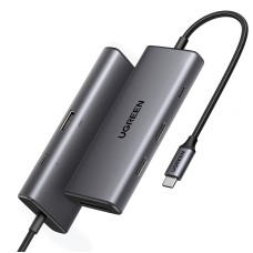 USB HUB UGREEN, USB C na 2x USB A 3.2, USB C, HDMI 4K@30Hz, čitač kartica SD/TF, Power Delivery, sivi