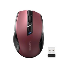 Miš UGREEN, bežični, ergonomski, Bluetooth, USB A, crveni