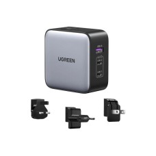Putni punjač UGREEN Nexode, US/UK/EU, 65W, 2x USB C PD3.0, USB A, QC 4.0, GaN, sivi