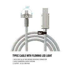 Kabel MEANIT, USB A (M) na USB C (M), LED, 1m