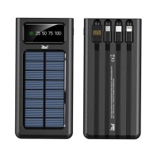 Prijenosno napajanje powerbank MEANIT, 10.000 mAh, USB C/Lightning/Micro B/USB A, solarno punjenje, svjetiljka, crni Prijenosno napajanje powerbank MEANIT, 10.000 mAh, USB C/Lightning/Micro B/USB A, solarno punjenje, svjetiljka, crni