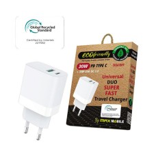 Kućni punjač MAXMOBILE DUO TR-361009 ECO, 30W + 18W, USB C, USB A, Power Delievry, Qucik Charge 3.0, bijeli