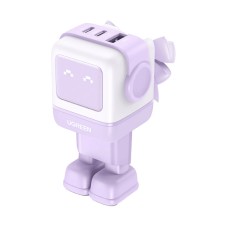 Kućni punjač UGREEN Robot, 65W, 2x USB C, USB A, GaN, ljubičasti