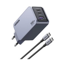 Kućni punjač UGREEN Nexode Pro, 100W, 2x USB C, USB A, kabel USB C (M) na USB C (M), GaN, sivi