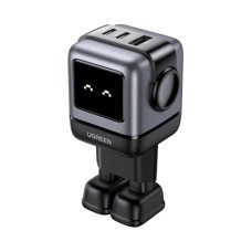 Kućni punjač UGREEN Robot, 65W, 2x USB C, USB A, GaN, sivo crni