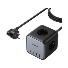 Kabel produžni UGREEN DigiNest Cube, 65W, 3x šuko, 2x USB C, 2x USB A, 1.8m, crno sivi