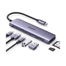 USB HUB UGREEN 7-in-1, USB C na HDMI 4K, USB C Pwer Delivery 100W, USB C, 2x USB A, čitač kartica SD/TF