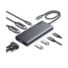 USB HUB UGREEN Revdok 8in1, USB C na HDMI 4K@60, HDMI 4K@30, VGA, USB C Pwer Delivery 100W, 2x USB C, 2x USB A