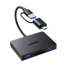 USB HUB UGREEN, USB 3.0/USB C na 2x USB A 3.0, TF/SD, crni