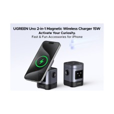 Kućni punjač UGREEN Robot Uno, 15W, bežični, sivi