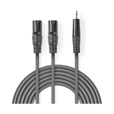 Kabel NEDIS, 2x XLR 3-Pin (M) na 3.5 mm (M), tamno sivi, 1.5m