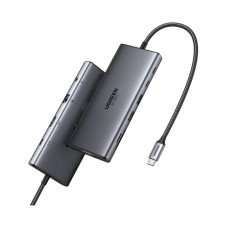 USB HUB UGREEN 11-in-1, USB C na 2x USB C, 2x USB A, 1x HDMI, 1x VGA, 1x RJ45, SD kartica, TF kartica, 3,5 mm