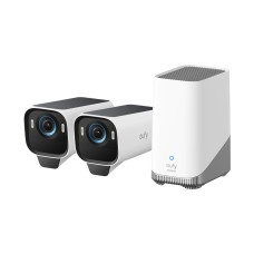 Nadzorna IP kamera ANKER Eufy Security eufyCam S3 Pro, komplet 2 kamere + baza, solarna, vanjska, 4K UHD, Wi-Fi, detekcija lica, noćni vid, bijela