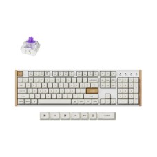 Tipkovnica KEYCHRON K10H-Q1, žičana, Bluetooth, USB C, Gateron 2.0 magnetic Switch, US Layout, RGB, bijela drvena
