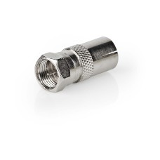 Adapter NEDIS, F konektor (M) na antenski IEC (F) ravni, srebrni, kutija