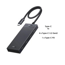 USB HUB UGREEN, USB C na 4x USB C 3.2 Gen 2, crni