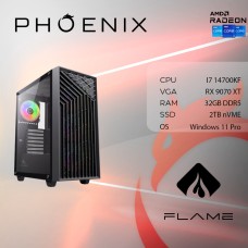 Računalo gaming PHOENIX FLAME X-524, Intel i7-14700KF, 32GB, 2TB SSD, Radeon RX 9070 XT, Windows 11P