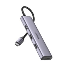 OŠTEĆENA AMBALAŽA - USB HUB UGREEN, USB C 3.0, 4 portni, sivi