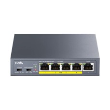 Switch CUDY GS105P 1.0, 5-portni, RJ45, 4x Poe+, sivi